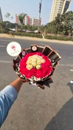 🍫 Ferrero Rocher & Red Rose Premium Bouquet – A Sweet Touch of Love - Image 3