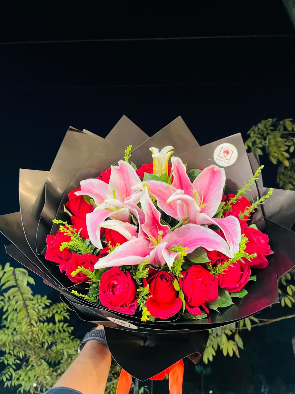WhatsApp Image 2026-02-01 at 6.03.07 PM 🌸🌹 Lilies & Red Rose Bouquet – Elegant, Romantic & Fresh - Image 1