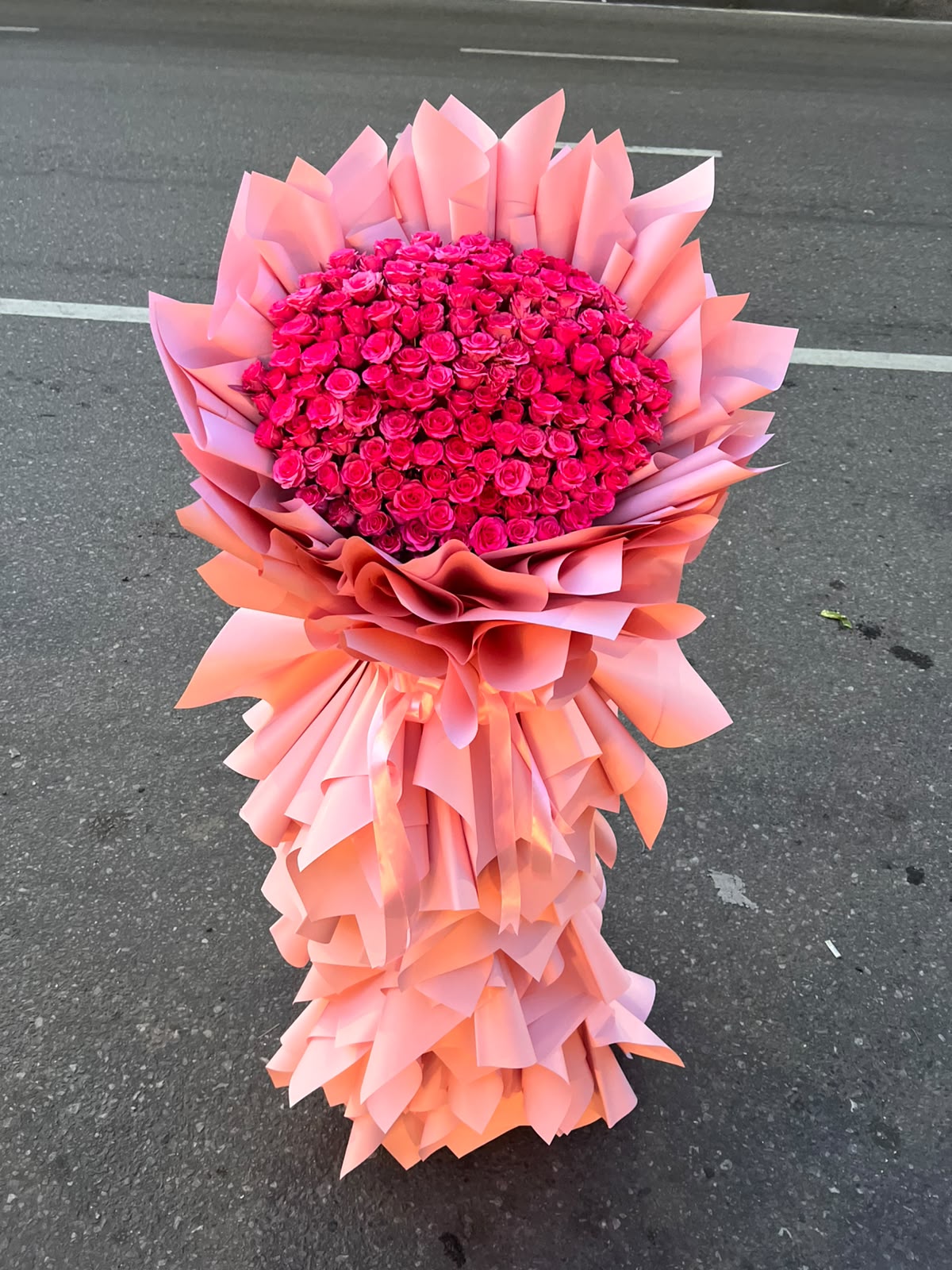 WhatsApp Image 2026-09-23 at 6.05.07 PM The Grand 100 Hot Pink Rose Bouquet 💖 - Image 1