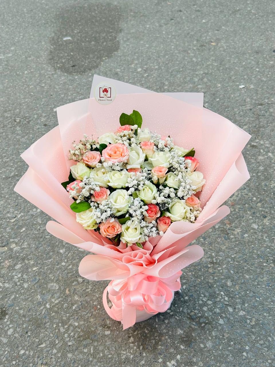 WhatsApp Image 2026-09-28 at 5.37.43 PM Pink & White Rose Mixed Bouquet - Image 1