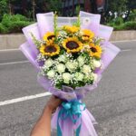 Sunflower & White Rose Bouquet (Vibrant, Pure & Luxury)